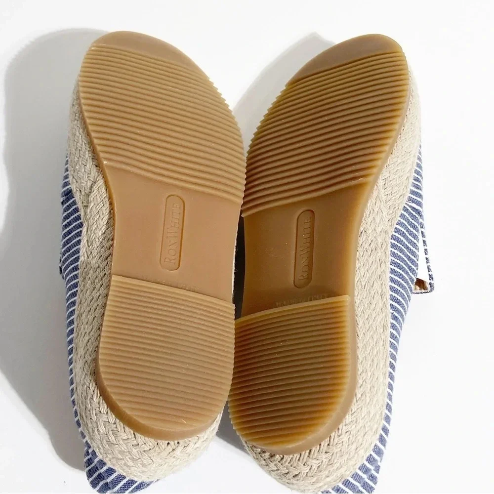 New Ron White Delilah Espadrille Loafer in Denim Stripe size 36